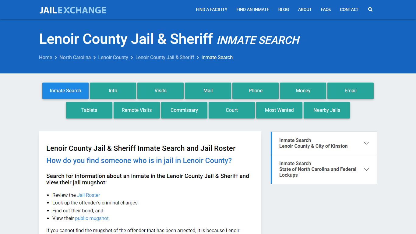 Lenoir County Jail & Sheriff Inmate Search - Jail Exchange